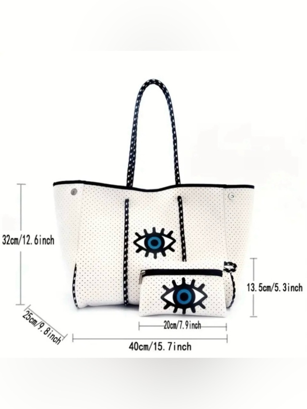 Zebra Print Neoprene Tote Bag with small Zipper Pouch - Picture 3 of 6